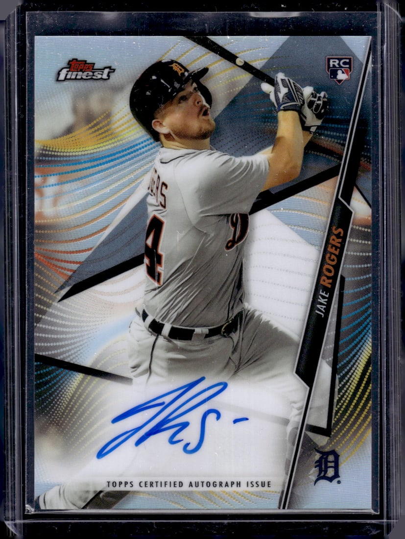 Jake Rogers Rookie Auto 2020 Topps Finest #FA-JR Detroit Tigers: Topps Baseball MLB Trading & Sports Cards, Sports Cards for Sale Near Me, World Series & Hall of Fame Players Memorabilia, Refractors, X-Fractors, Numbered, SP, SSP, Valuable Auction Memorabilia Lots 