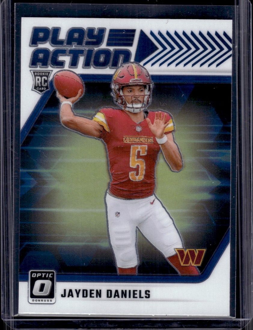 Jayden Daniels Rookie Card Play Action 2024 Donruss Optic #1 Washington Commanders: Donruss Optic Football NLF Trading & Sports Cards, Sports Cards for Sale Near Me, Valuable Memorabilia Auction Lots Sold On Line, SP, SSP