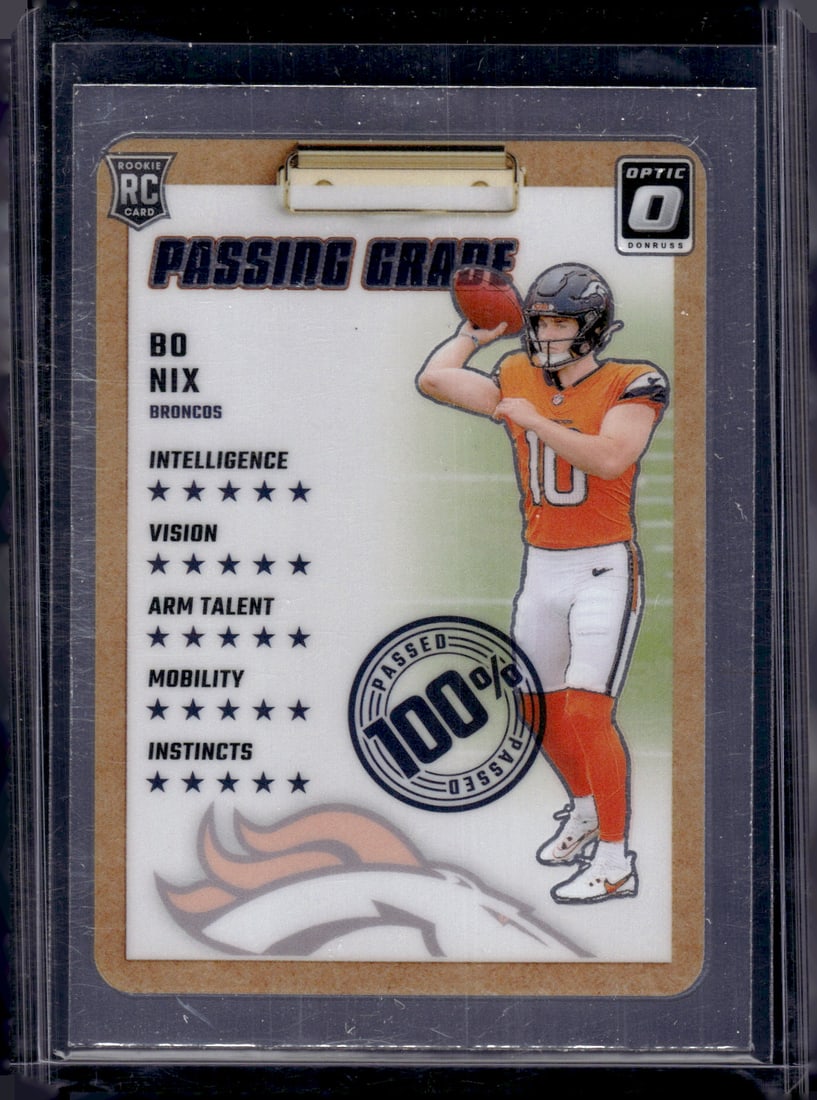 Bo Nix Rookie Card Passing Grade 2024 Donruss Optic #3 Denver Broncos: Donruss Optic Football NLF Trading & Sports Cards, Sports Cards for Sale Near Me, Valuable Memorabilia Auction Lots Sold On Line, SP, SSP