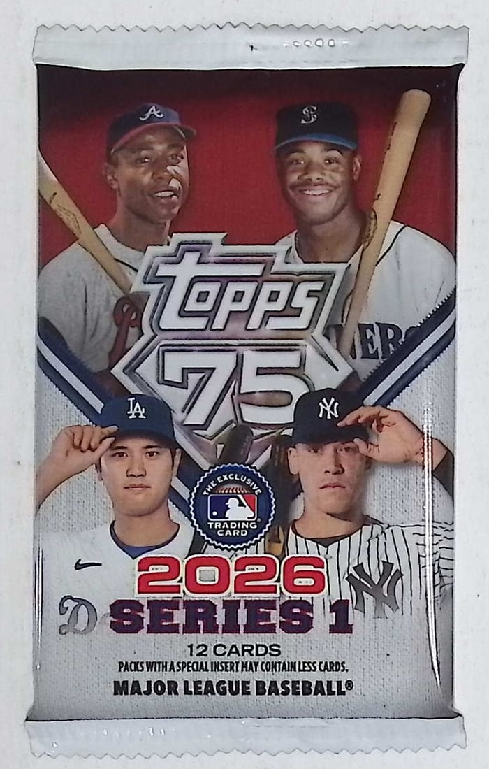 2026 Topps Series 1 Baseball 75th Anniversary Blaster Box Pack: Factory Sealed Topps Baseball MLB Trading & Sports Cards, Rookie Cards in this set are James Wood, Dylan Crews, Speckled, SP, SSP, Variations, Autographs, Chrome, Refractors, 1976 Topps, Sports Cards