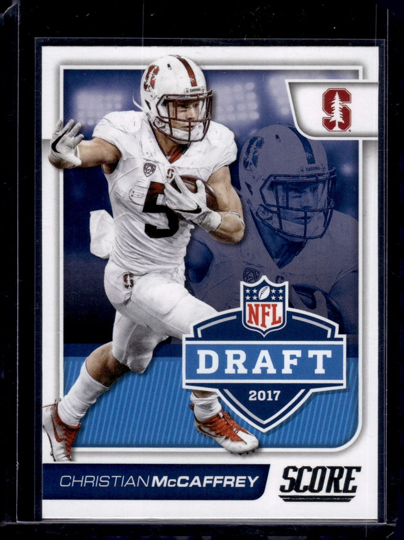 Christian McCaffrey Rookie Card NFL Draft 2017 Score #9: Panini Select, Prizm, Mosaic, Contenders, Zenith, Phoenix, Illusions, Absolute, Rookie NFL Sports Trading Cards, SP, SSP, Cards, Football Cards for Sale Near Me, Superbowl & Hall of Fame Player Cards,