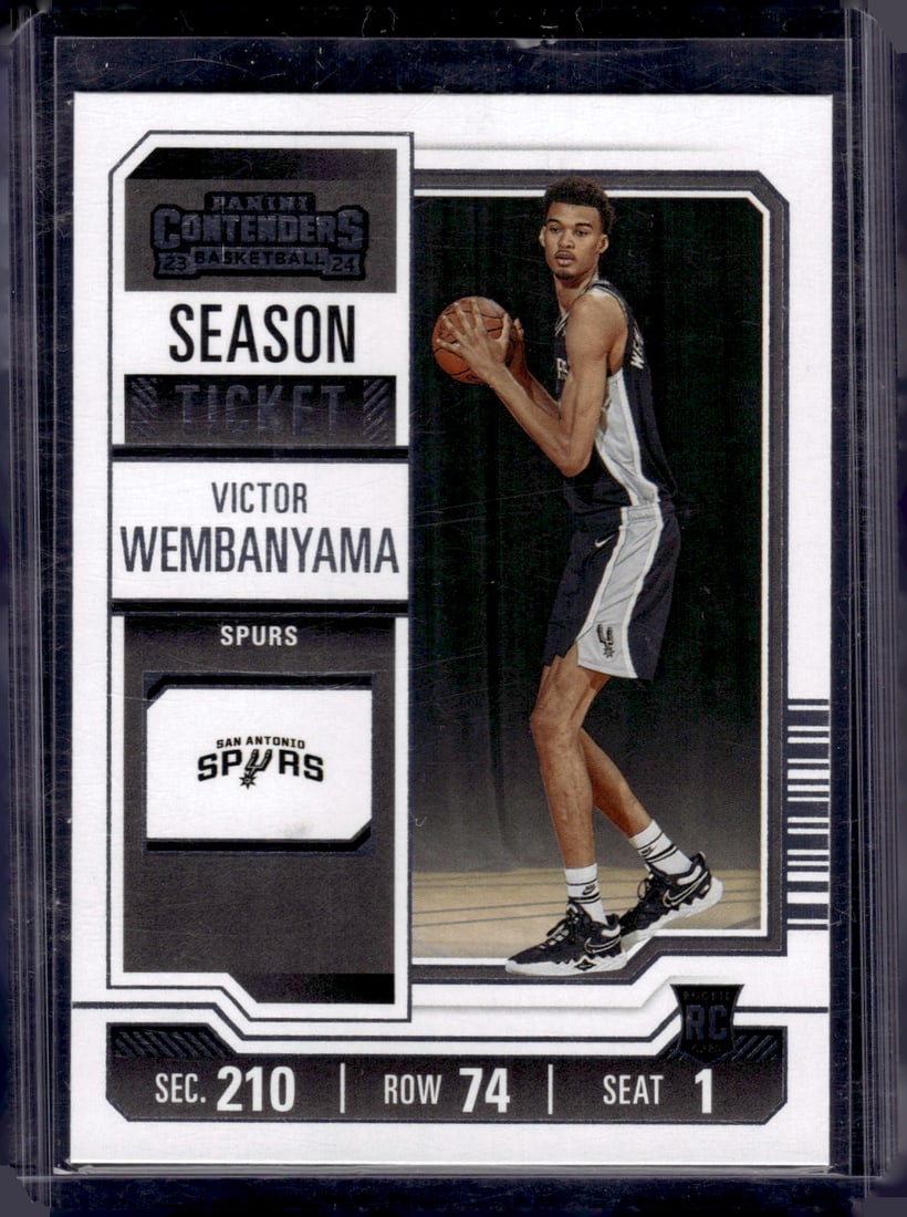 Victor Wembanyama Rookie Card 2023-24 Contenders #11 San Antonio Spurs: Panini Select, Prizm, Mosaic, Contenders, Revolution, Phoenix, NBA Hoops, Rookie NFL Sports Trading Cards, Silver, SP, SSP, Wave Prizms, Numbered Cards, Basketball sports Cards for Sale Near Me, NBA C