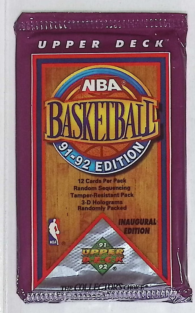 1991-92 Upper Deck Inaugural Edition Basketball Retail Box Wax Pack: Vintage Valuable Basketeball NBA Trading & Sports Cards Sold On Line, Michael Jordan, Chicago Bulls, David Robinson Rookie Card, Shawn Kemp Rookie Card, Magic Johnson, Larry Bird, Tim Hardaway RC,