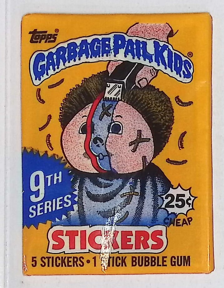 1987 Topps Vintage Garbage Pail Kids Retail Box Wax Pack - 9th Series: Sealed Packs this old have no card quality guarantees - Topps Trading Cards Sold on Line, Auction Lots for sale on line, Trading Card Stickers