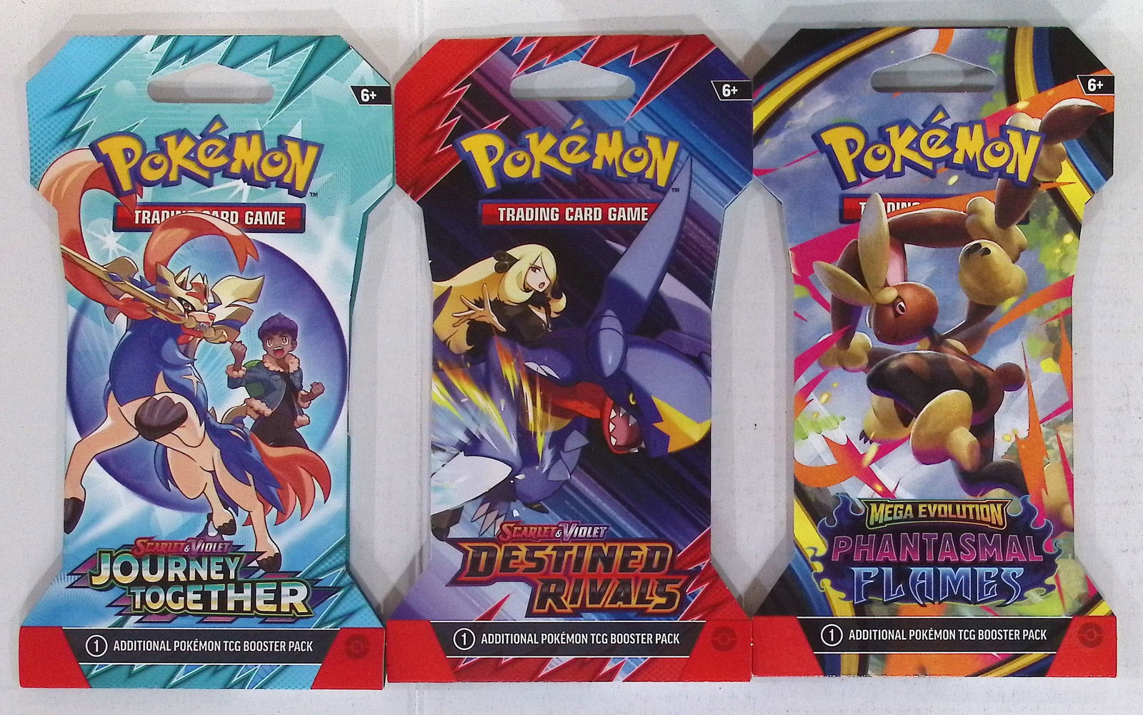 3 COUNT: 1 - Pokemon Journey Together, 1 - Destined Rivals, & 1 - PHANTASMAL FLAMES BOOSTER PACK (1 of 1)