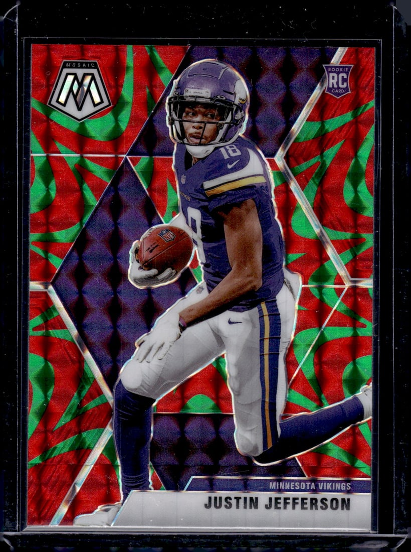 Justin Jefferson Rookie Card Reactive Green 2020 Mosaic #209 Minnesota Vikings (1 of 2)