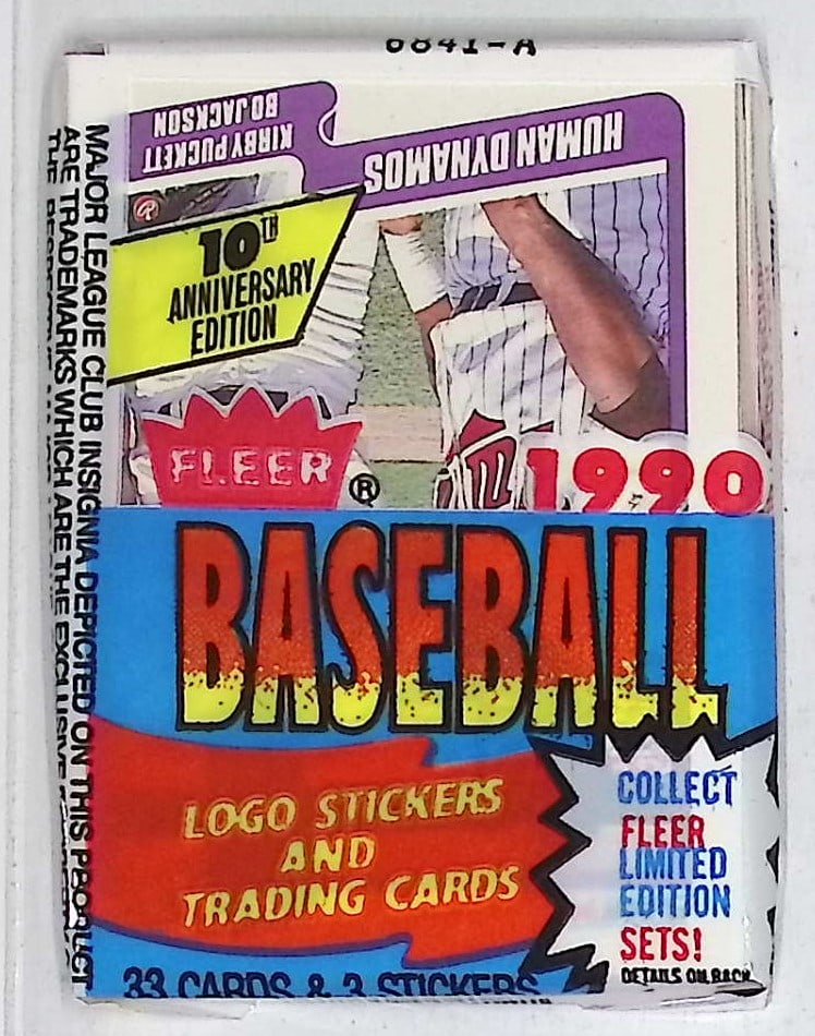 1990 Fleer Baseball Series 1 CELLO FAT PACK Retail Box Pack - 33 Cards & 3 Stickers Sports Cards: Vintage Valuable Fleer Baseball MLB Trading & Sports Cards, Rookies in This Set Include Frank Thomas, Sammy Sosa, Larry Walker, Bernie Williams, New York Yankees, Old Sports Cards for Sale Near Me, Wo
