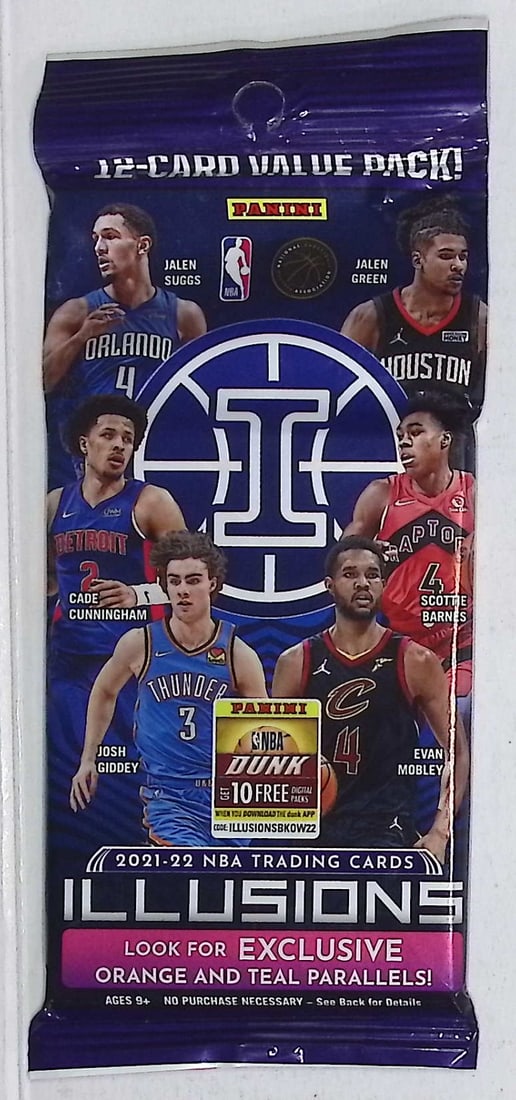 2021-22 Panini Illusions Basketball HANGER VALUE PACK Rookies: Cade Cunningham, Jalen Green: Rookies: Cade Cunningham, Jalen Green, Scottie Barnes, Evan Mobley, Jalen Suggs, Josh Giddey. Panini Illusions Basketball NBA Trading & Sports Cards, Sports Cards for Sale Near Me, Auction Lots for Sa