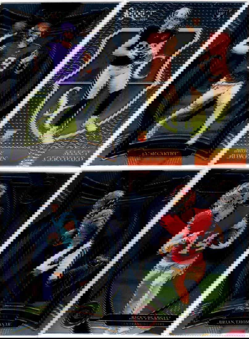 Lot of 4 2024 Select NFL Rookie Cards. McCarthy, Bowers, Thomas Jr., Pearsall (1 of 2)