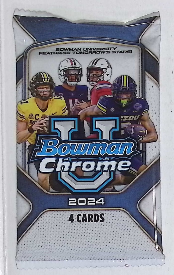2024 Bowman Chrome U Football Cards BLASTER Box Pack Sports Cards NFL Trading Cards: Bowman Rookie Football NCAA & NFL Trading Sports Cards, Sports Cards for Sale Near Me, 1st Bowman, Prospect, Autographs, Lava, Refractor