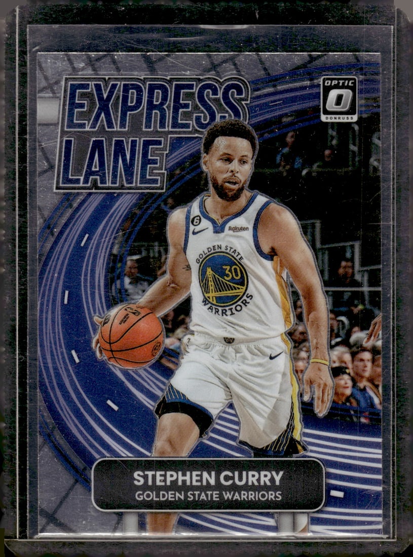 Stephen Curry Express Lane 2022-23 Donruss Optic #2 Golden State Warriors: Panini Select, Prizm, Mosaic, Contenders, Revolution, Phoenix, NBA Hoops, Rookie NFL Sports Trading Cards, Silver, SP, SSP, Wave Prizms, Numbered Cards, Basketball sports Cards for Sale Near Me, NBA C