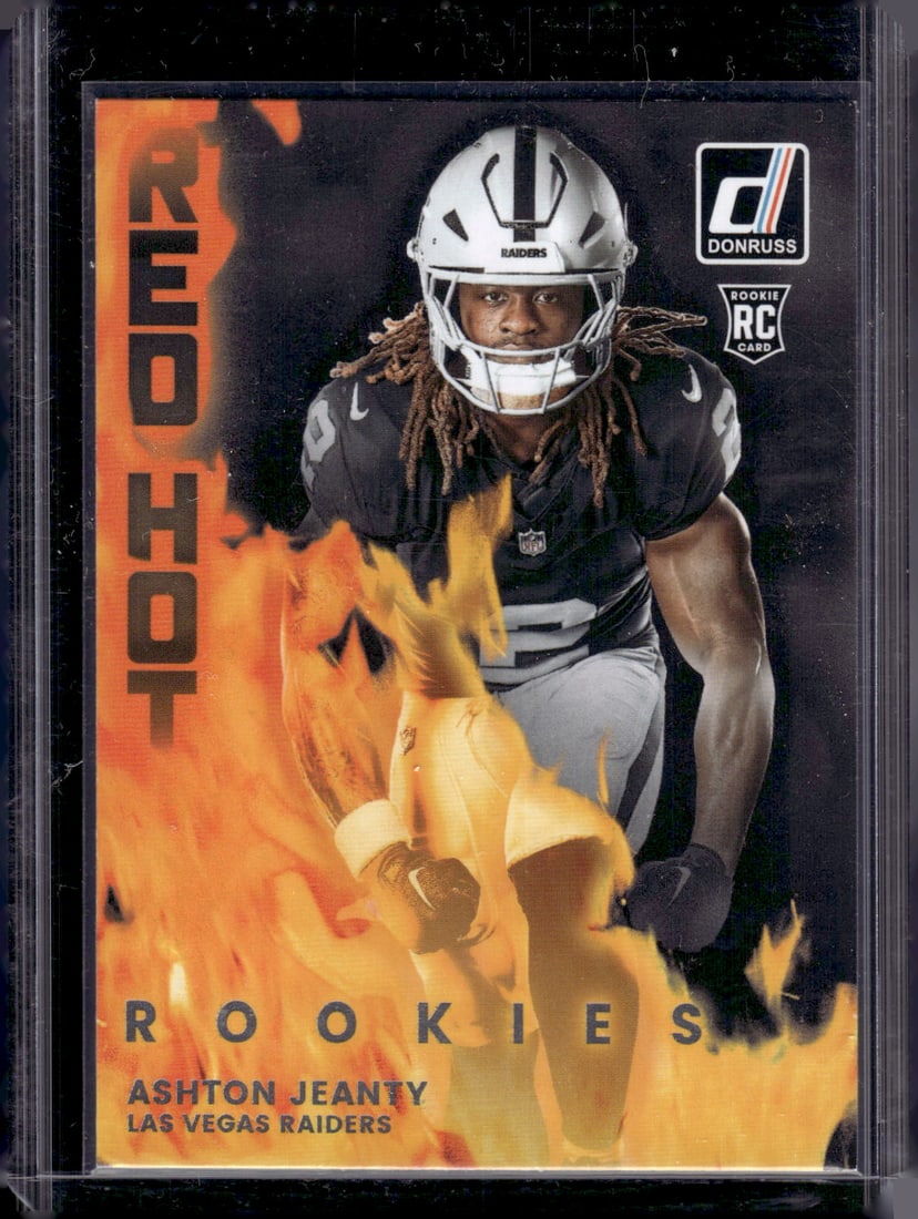 Ashton Jeanty Red Hot Rookies 2025 Donruss #RHR-ASJ Las Vegas Raiders: Panini Select, Prizm, Mosaic, Contenders, Zenith, Phoenix, Illusions, Absolute, Rookie NFL Sports Trading Cards, SP, SSP, Cards, Football Cards for Sale Near Me, Superbowl & Hall of Fame Player Cards,