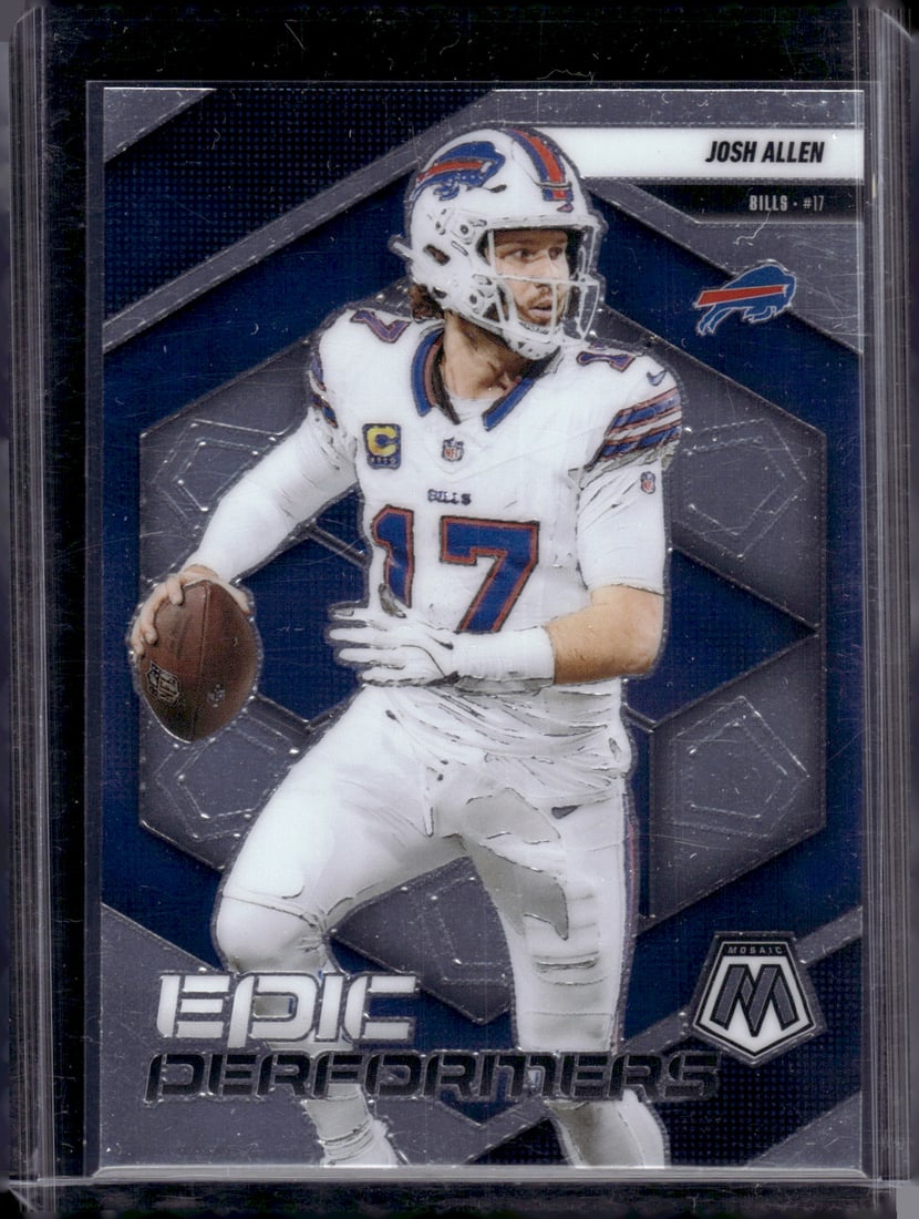 Josh Allen Epic Performers 2025 Mosaic #9 Buffalo Bills: Panini Select, Prizm, Mosaic, Contenders, Zenith, Phoenix, Illusions, Absolute, Rookie NFL Sports Trading Cards, SP, SSP, Cards, Football Cards for Sale Near Me, Superbowl & Hall of Fame Player Cards,