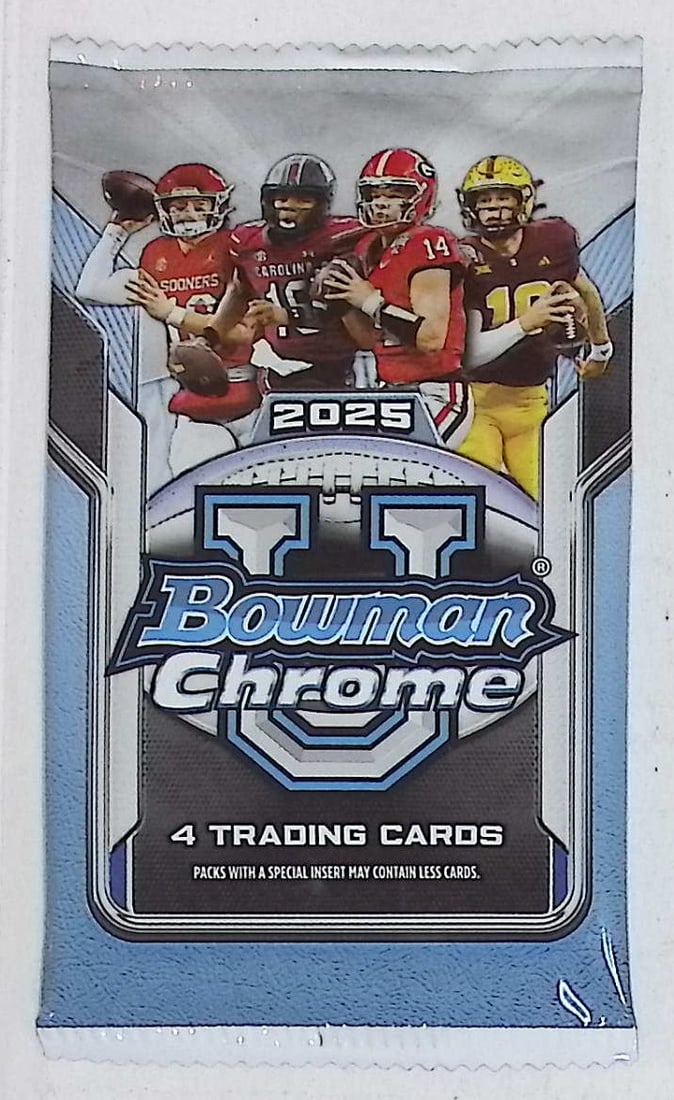 2025 Bowman Chrome U Football Cards BLASTER BOX PACK Sports Cards NFL Trading Cards: Bowman Rookie Football NCAA & NFL Trading Sports Cards, Sports Cards for Sale Near Me, 1st Bowman, Prospect, Autographs, Lava, Refractor