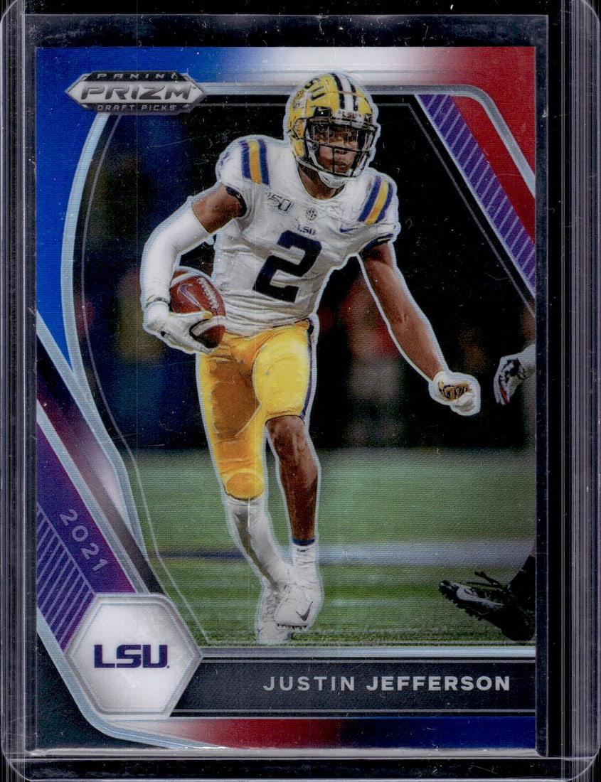 Justin Jefferson Red White Blue Prizm 2021 Prizm Draft Picks #56 LSU Tigers (1 of 2)