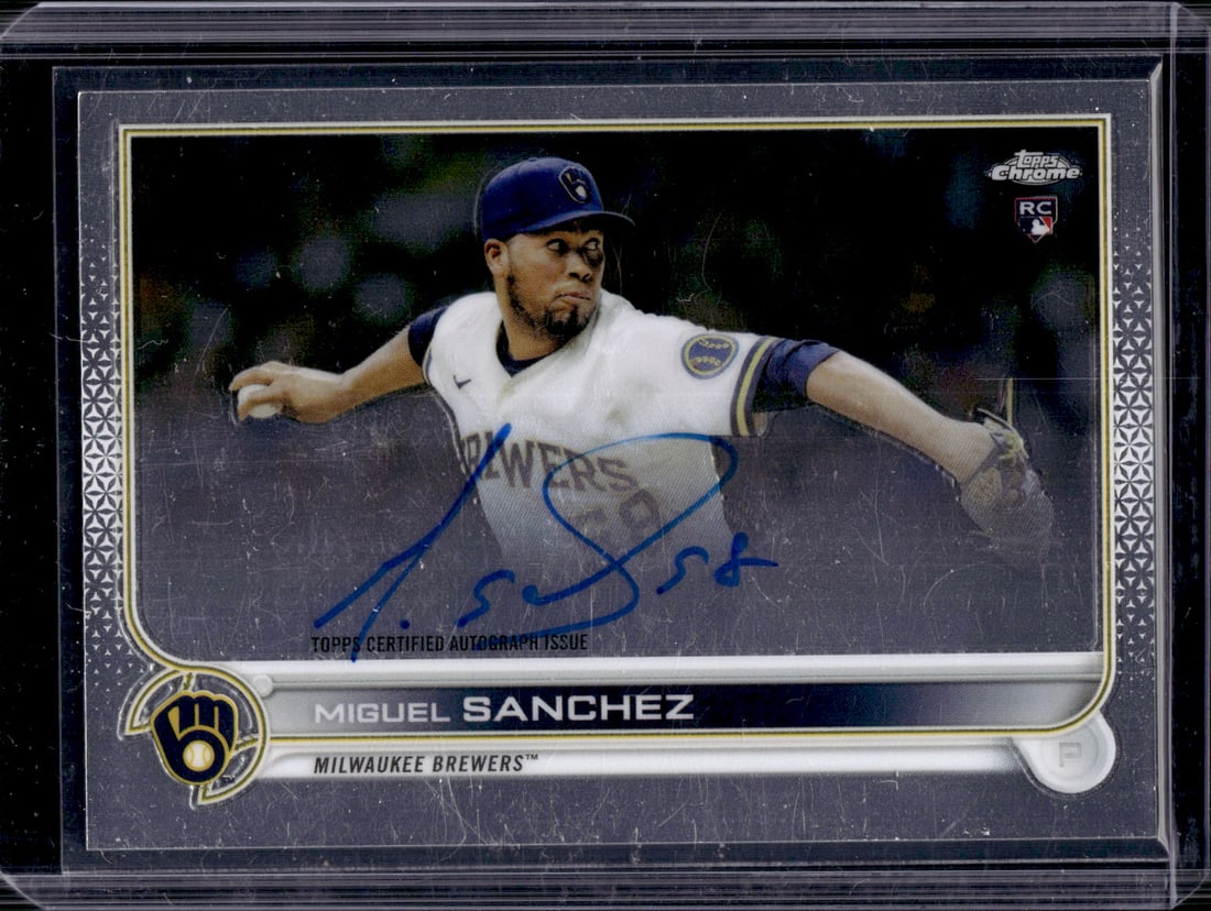 Miguel Sanchez Rookie Auto 2022 Topps Chrome #RA-MS Milwaukee Brewers: Topps Baseball MLB Trading & Sports Cards, Sports Cards for Sale Near Me, World Series & Hall of Fame Players Memorabilia, Refractors, X-Fractors, Numbered, SP, SSP, Valuable Auction Memorabilia Lots 