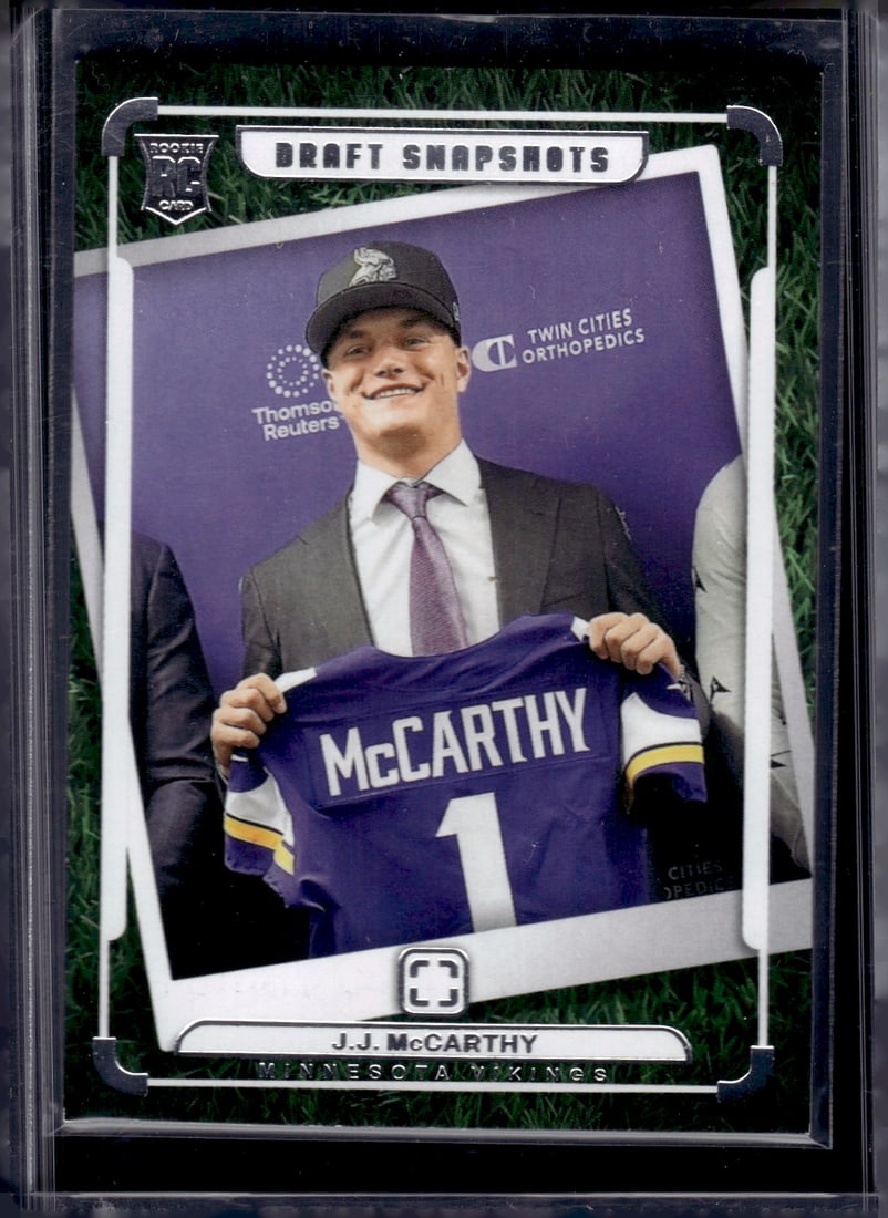 JJ McCarthy Rookie Card Draft Snapshots 2024 Photogenic #8 Minnesota Vikings: Panini Select, Prizm, Mosaic, Contenders, Zenith, Phoenix, Illusions, Absolute, Rookie NFL Sports Trading Cards, SP, SSP, Cards, Football Cards for Sale Near Me, Superbowl & Hall of Fame Player Cards,