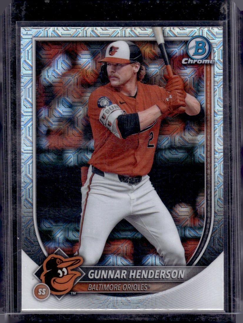 Gunnar Henderson Mojo Refractor 2025 Bowman Chrome #2 Baltimore Orioles: Bowman Baseball MLB Trading & Sports Cards, Sports Cards for Sale Near Me, World Series & Hall of Fame Players, SP, SSP, Chrome, 1st Bowman, Auction Memorabilia Lots Sold On Line