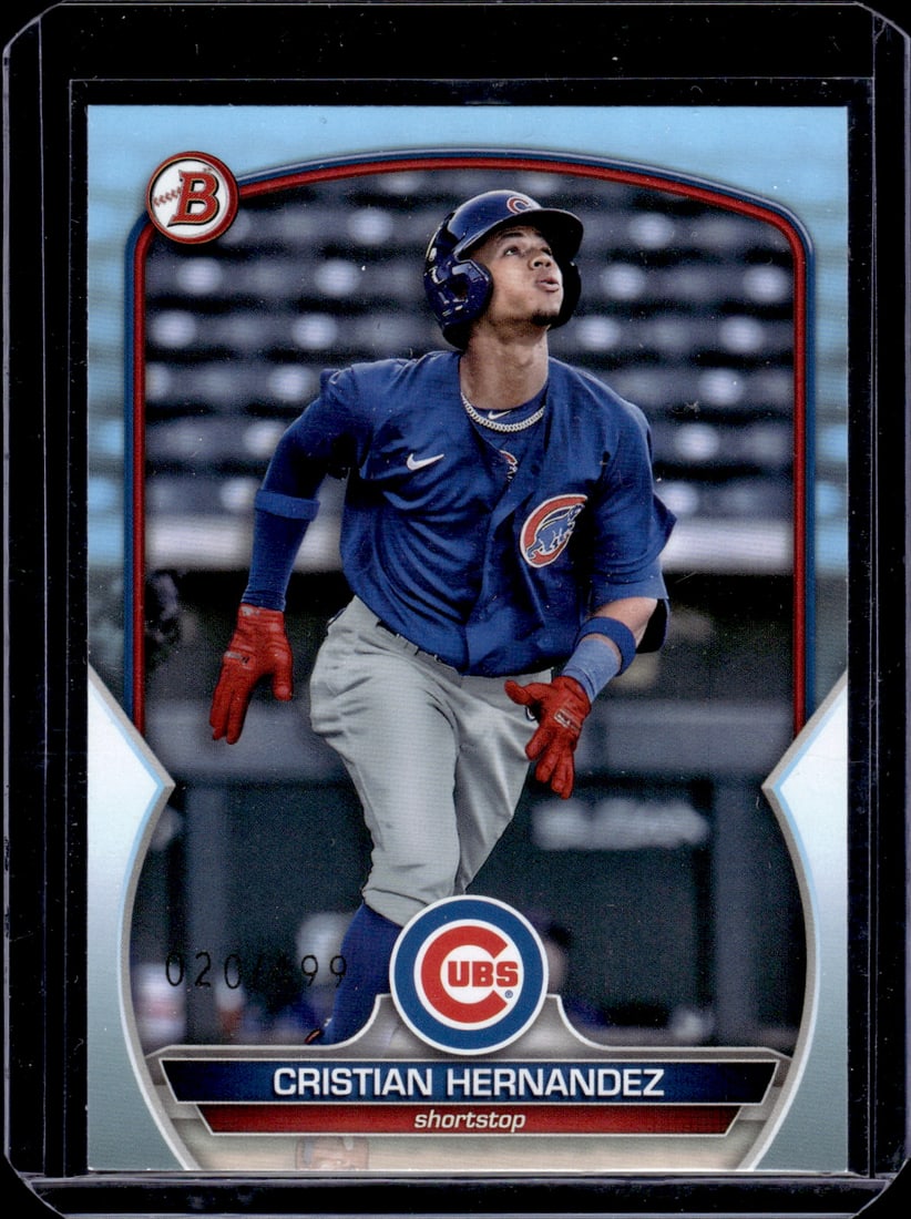 Cristian Hernandez Sky Blue Prospects /499 2023 Bowman #BP-24 Chicago Cubs: Bowman Baseball MLB Trading & Sports Cards, Sports Cards for Sale Near Me, World Series & Hall of Fame Players, SP, SSP, Chrome, 1st Bowman, Auction Memorabilia Lots Sold On Line