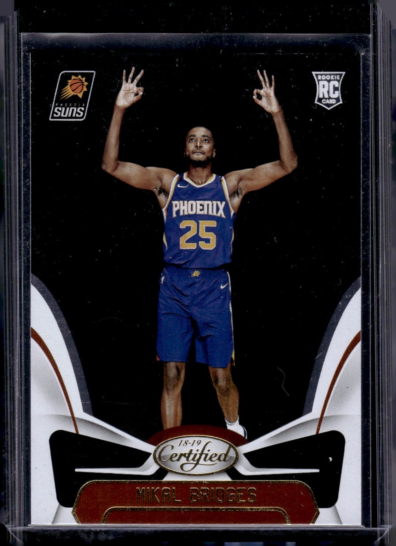 Mikal Bridges Rookie Card 2018-19 Paini Certified #160: Panini Select, Prizm, Mosaic, Contenders, Revolution, Phoenix, NBA Hoops, Rookie NFL Sports Trading Cards, Silver, SP, SSP, Wave Prizms, Numbered Cards, Basketball sports Cards for Sale Near Me, NBA C