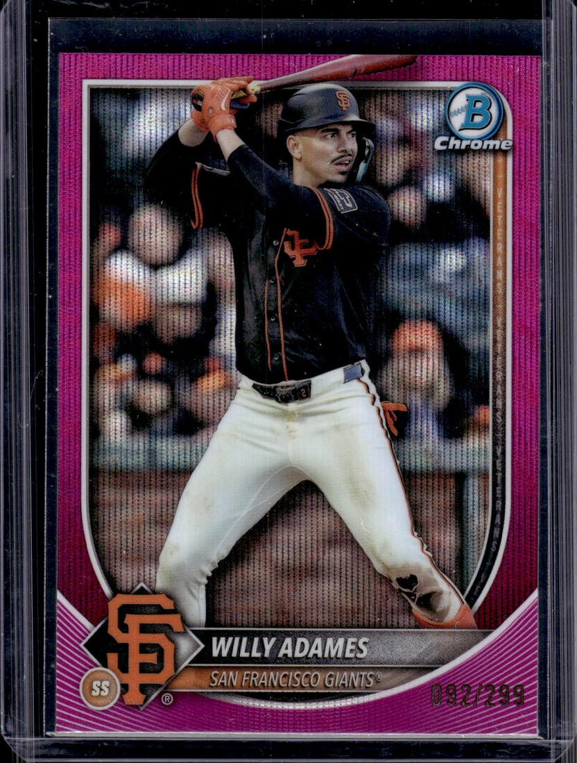 Willy Adames Fuschia Wave Refractor /299 2025 Bowman Chrome #14 Giants: Bowman Baseball MLB Trading & Sports Cards, Sports Cards for Sale Near Me, World Series & Hall of Fame Players, SP, SSP, Chrome, 1st Bowman, Auction Memorabilia Lots Sold On Line