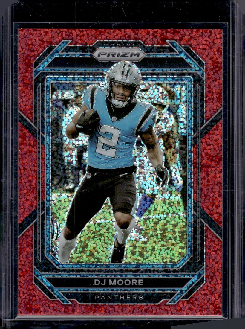 Dj Moore Red Sparkle Prizm SP 2022 Panini Prizm #41: Panini Select, Prizm, Mosaic, Contenders, Zenith, Phoenix, Illusions, Absolute, Rookie NFL Sports Trading Cards, SP, SSP, Cards, Football Cards for Sale Near Me, Superbowl & Hall of Fame Player Cards,
