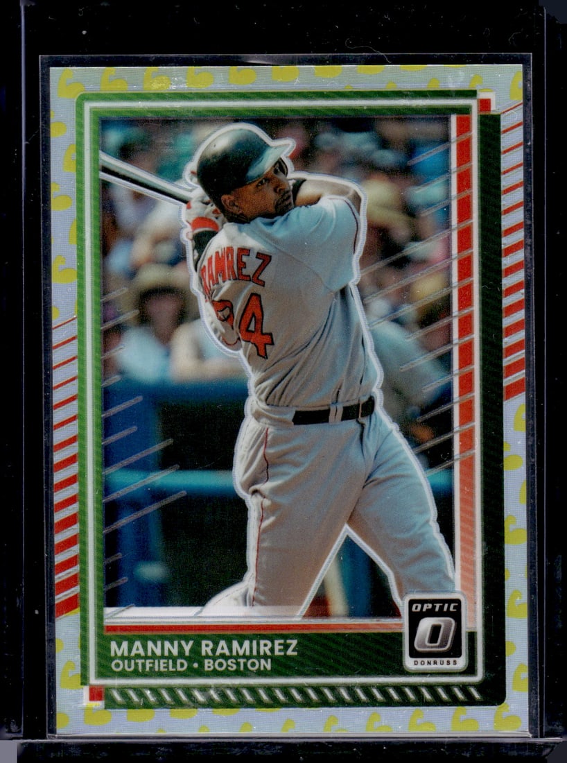 Manny Ramirez Flex Prizm /149 2025 Donruss Optic #26 Booston Red Sox: Panini Baseball MLB Trading & Sports Cards, Sports Cards for Sale Near Me, Prizm, Mosaic, Select, SP, SSP, Auction Memorabilia Lots for Sale On Line, World Series & Hall of Fame Players
