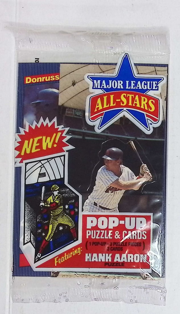 1986 Donruss Leaf Major League All-Stars Pop UP Insert Cello Pack George Brett on Back: Vintage Valuable Donruss Baseball MLB Trading & Sports Cards, Robin Yount, George Brett, Rickey Henderson, Nolan Ryan, Old Sports Cards for Sale Near Me, Oversized Sports Cards, World Series & Hall of