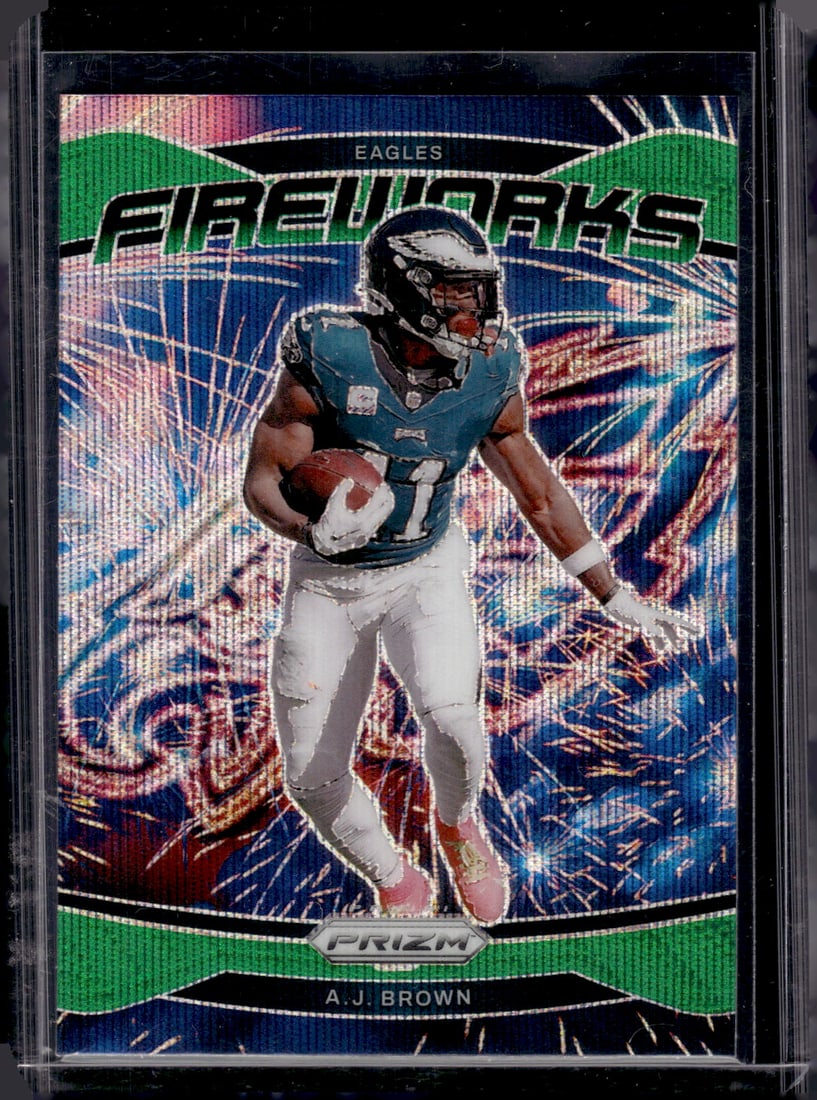 Aj Brown Fireworks Green Wave Prizm 2024 Panini Prizm #13 Philadelphia Eagles: Panini Select, Prizm, Mosaic, Contenders, Zenith, Phoenix, Illusions, Absolute, Rookie NFL Sports Trading Cards, SP, SSP, Cards, Football Cards for Sale Near Me, Superbowl & Hall of Fame Player Cards,