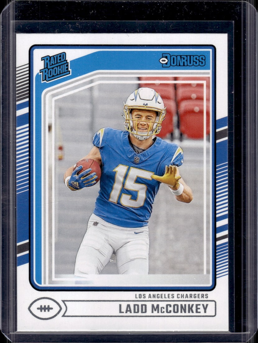 Ladd McConkey Rookie Card 2024 Donruss #328 Los Angeles Chargers: Panini Select, Prizm, Mosaic, Contenders, Zenith, Phoenix, Illusions, Absolute, Rookie NFL Sports Trading Cards, SP, SSP, Cards, Football Cards for Sale Near Me, Superbowl & Hall of Fame Player Cards,