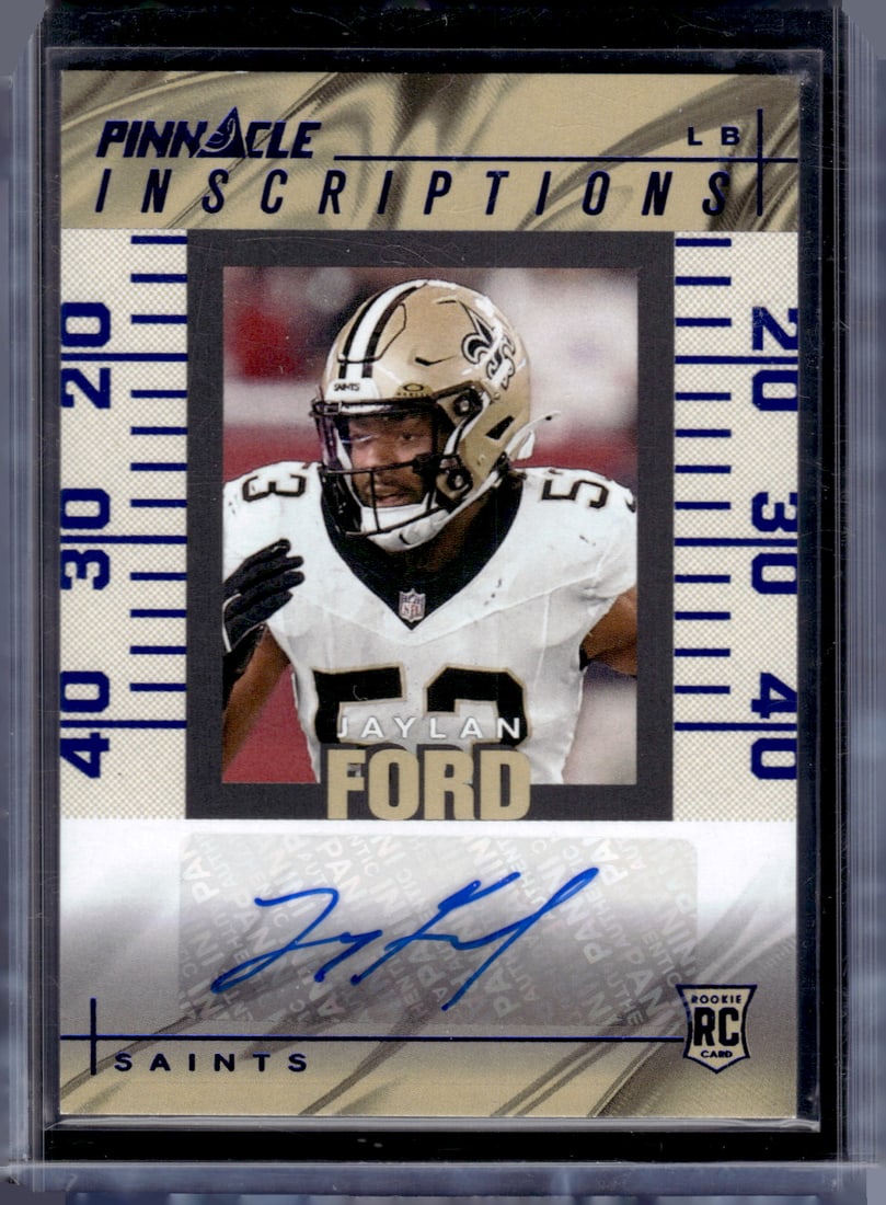 Jaylan Ford Rookie Auto /25 2024 Panini Encore #PI-JFD New Orleans Saints: Panini Select, Prizm, Mosaic, Contenders, Zenith, Phoenix, Illusions, Absolute, Rookie NFL Sports Trading Cards, SP, SSP, Cards, Football Cards for Sale Near Me, Superbowl & Hall of Fame Player