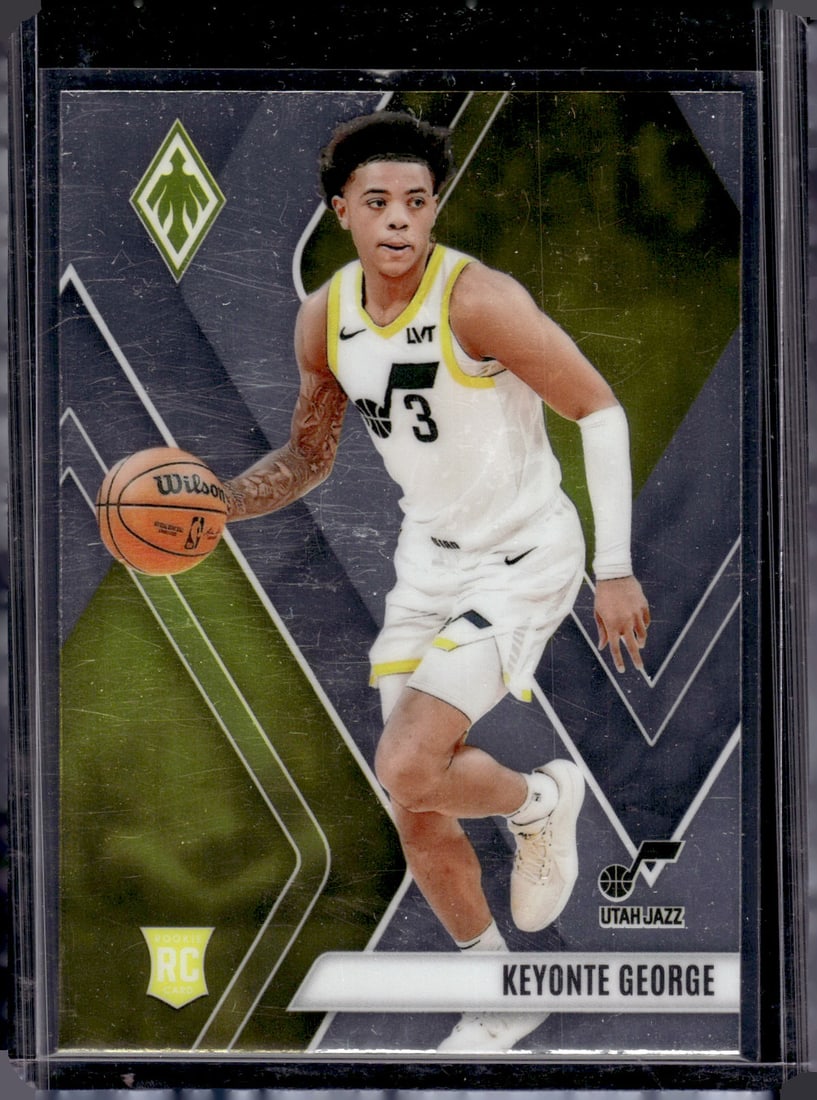 Keyonte George Rookie Card 2023-24 Panini Phoenix #296 Utah Jazz: Panini Select, Prizm, Mosaic, Contenders, Revolution, Phoenix, NBA Hoops, Rookie NFL Sports Trading Cards, Silver, SP, SSP, Wave Prizms, Numbered Cards, Basketball sports Cards for Sale Near Me, NBA