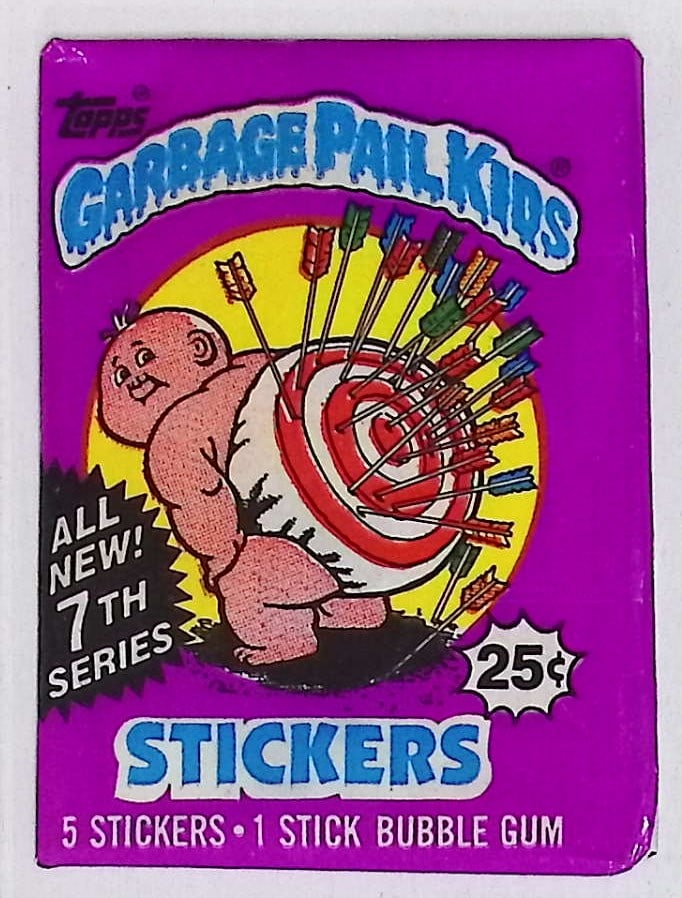 1987 Topps Vintage Garbage Pail Kids Retail Box Wax Pack - 7th Series: Sealed Packs this old have no card quality guarantees - Topps Trading Cards Sold on Line, Auction Lots for sale on line, Trading Card Stickers