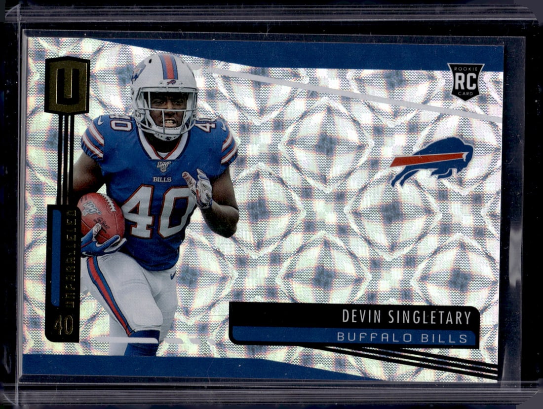 Devin Singletary Rookie Card /135 2019 Panini Unparalleld #256 Bills, Giants: Panini Select, Prizm, Mosaic, Contenders, Zenith, Phoenix, Illusions, Absolute, Rookie NFL Sports Trading Cards, SP, SSP, Cards, Football Cards for Sale Near Me, Superbowl & Hall of Fame Player Cards,
