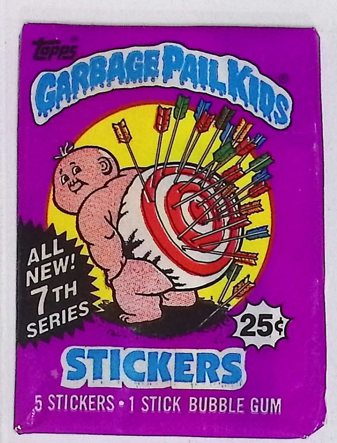 1987 Topps Vintage Garbage Pail Kids Retail Box Wax Pack - 7th Series: Sealed Packs this old have no card quality guarantees - Topps Trading Cards Sold on Line, Auction Lots for sale on line, Trading Card Stickers