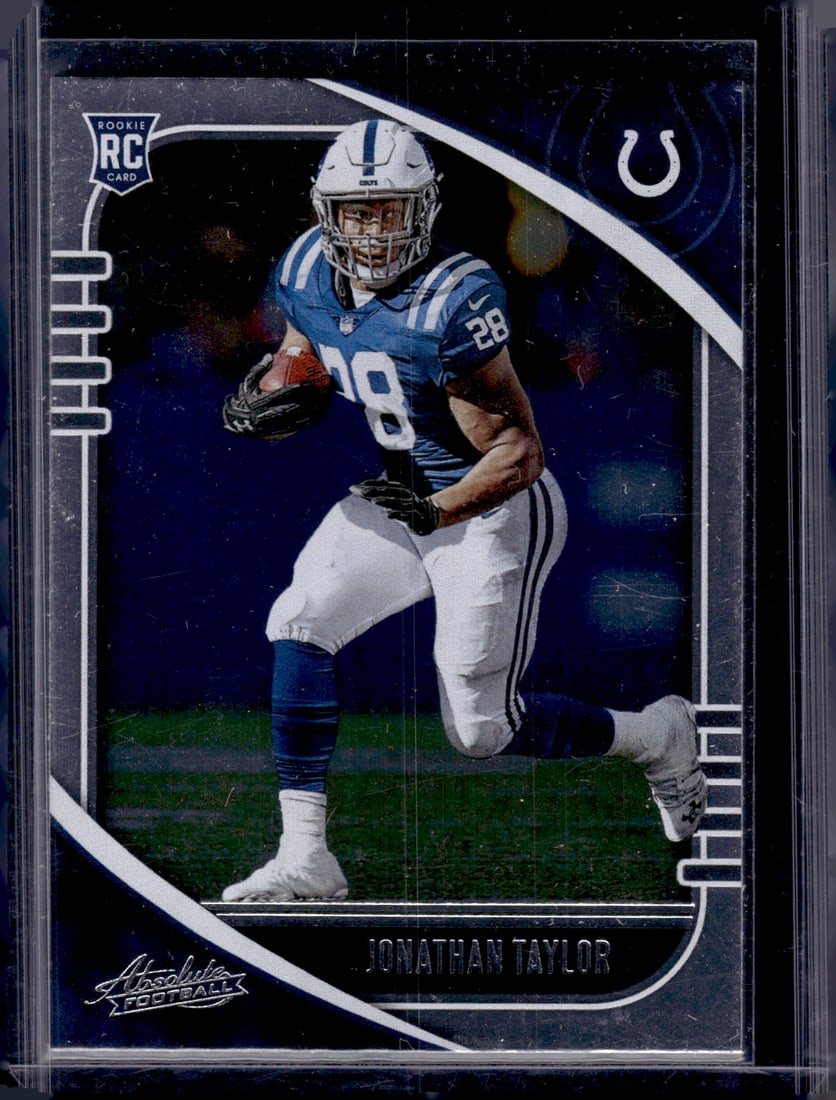Jonathan Taylor Rookie Card 2020 Panini Absolute #161 Colts: Panini Select, Prizm, Mosaic, Contenders, Zenith, Phoenix, Illusions, Absolute, Rookie NFL Sports Trading Cards, SP, SSP, Cards, Football Cards for Sale Near Me, Superbowl & Hall of Fame Player Cards,