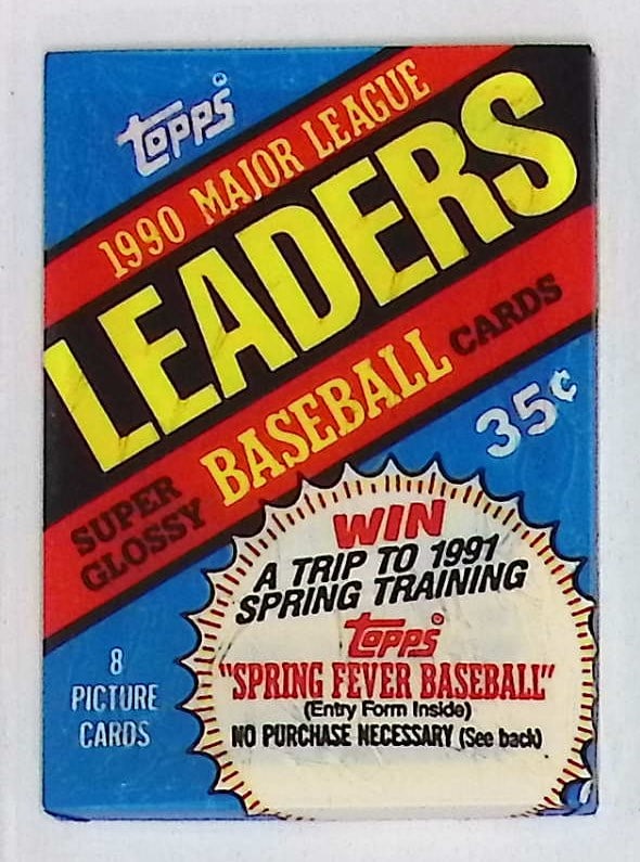 1990 Topps Major League Leaders Super Glossy Vintage Baseball Cards Retail Box Wax Pack Mini Cards (1 of 1)