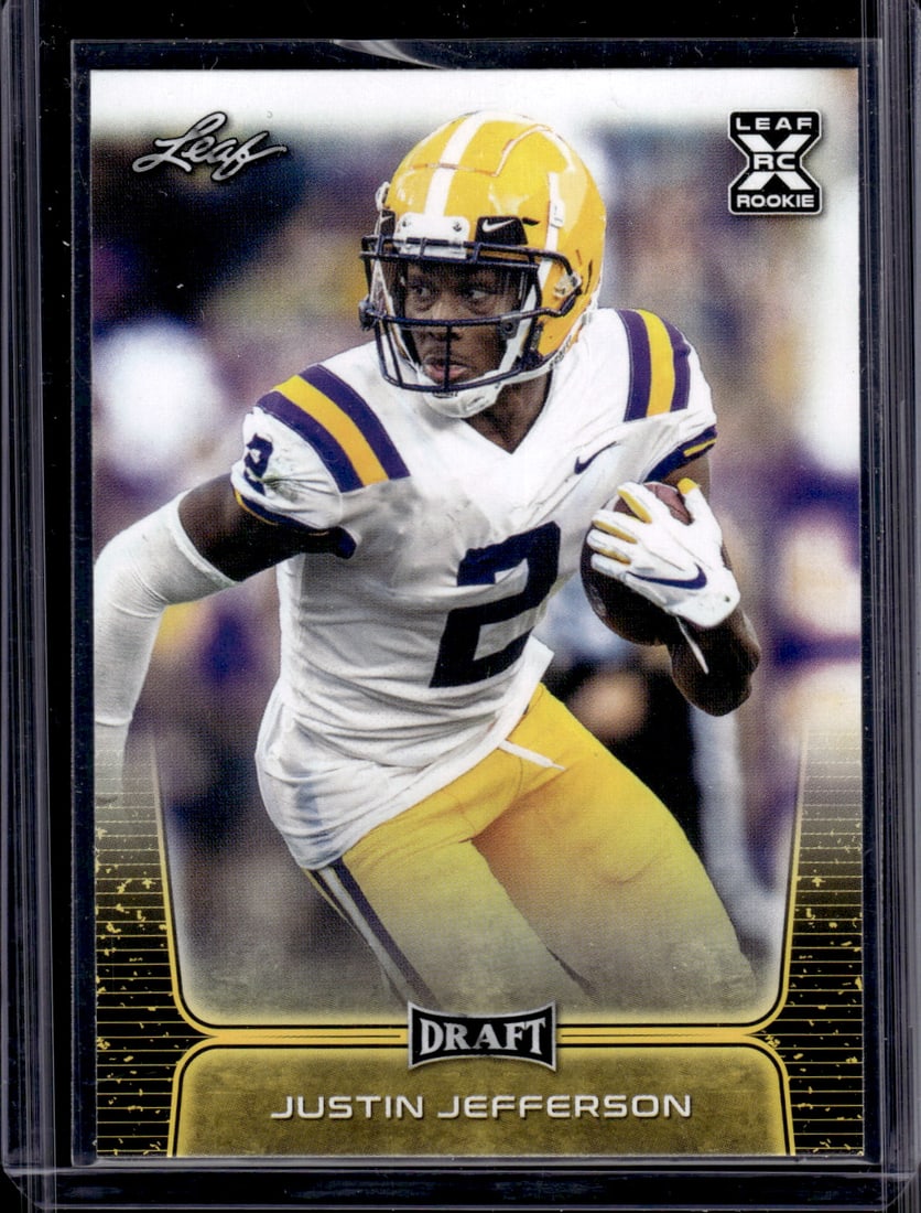 Justin Jefferson Rookie Card Gold 2020 Leaf Draft #40 LSU Tigers, Vikings (1 of 2)
