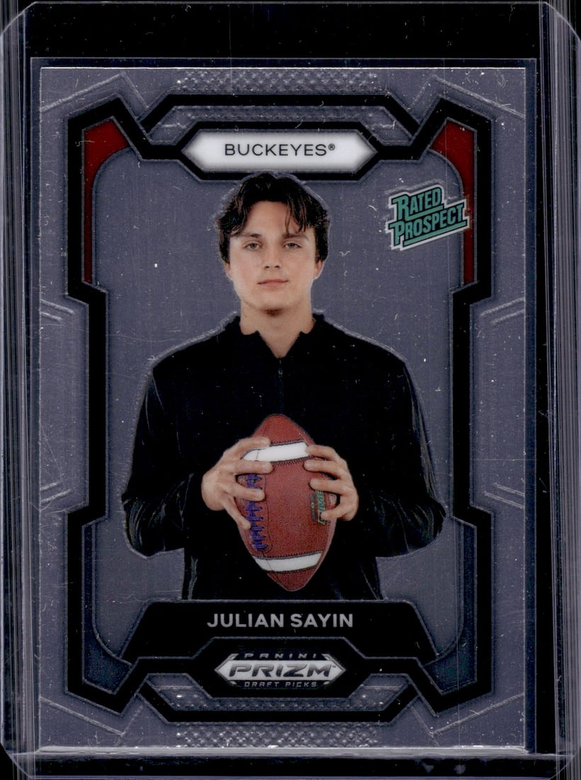 Julian Sayin Rated Prospect 2024 Prizm Draft Picks #193 Ohio State Buckeyes: Panini Select, Prizm, Mosaic, Contenders, Zenith, Phoenix, Illusions, Absolute, Rookie NFL Sports Trading Cards, SP, SSP, Cards, Football Cards for Sale Near Me, Superbowl & Hall of Fame Player Cards,
