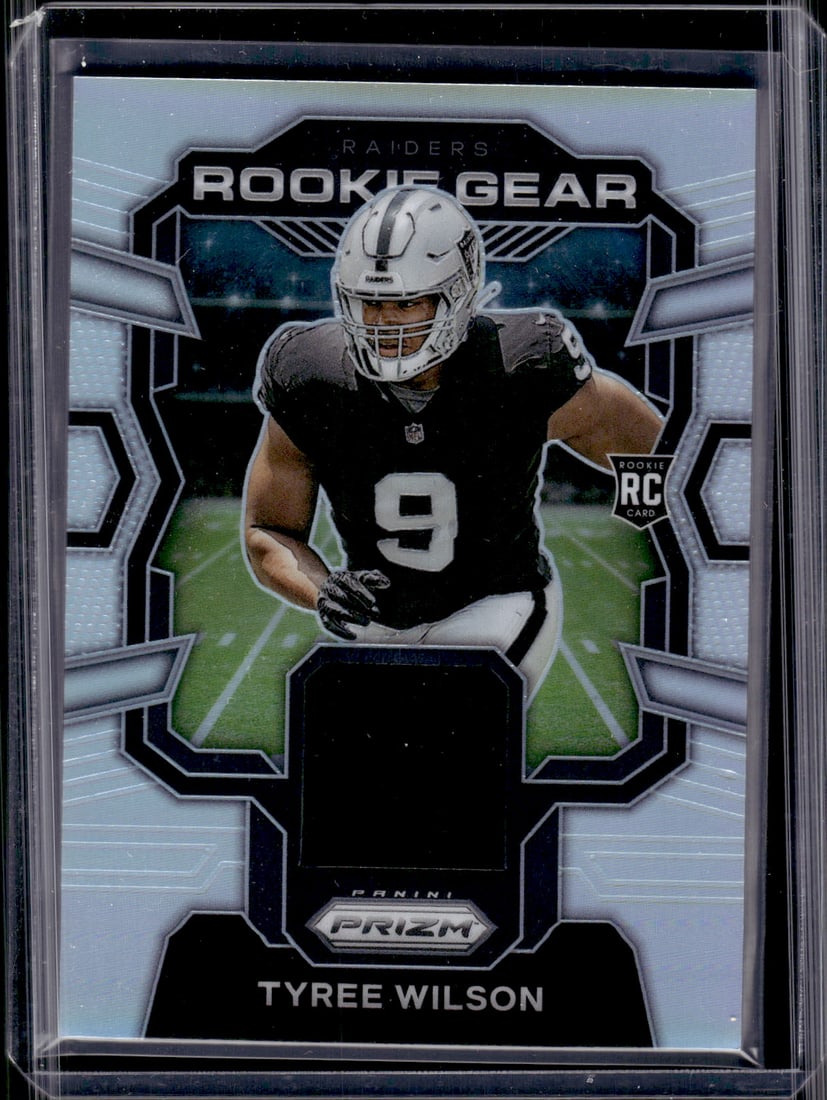 Tyree Wilson Silver Prizm Rookie Patch 2023 Panini Prizm #RG-TW Las Vegas Raiders: Panini Select, Prizm, Mosaic, Contenders, Zenith, Phoenix, Illusions, Absolute, Rookie NFL Sports Trading Cards, SP, SSP, Cards, Football Cards for Sale Near Me, Superbowl & Hall of Fame Player Cards,