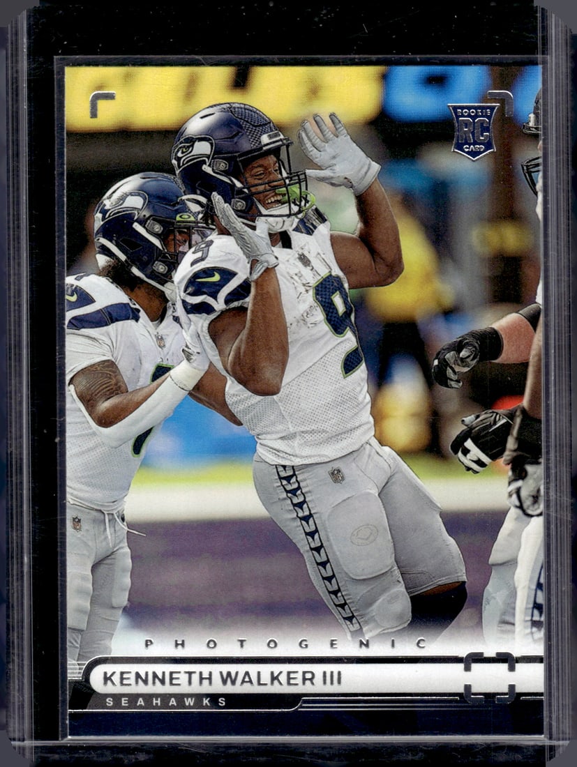 Kenneth Walker Rookie Card 2022 Panini Chronicles Photogenic #PH-37 Seahawks: Panini Select, Prizm, Mosaic, Contenders, Zenith, Phoenix, Illusions, Absolute, Rookie NFL Sports Trading Cards, SP, SSP, Cards, Football Cards for Sale Near Me, Superbowl & Hall of Fame Player Cards,