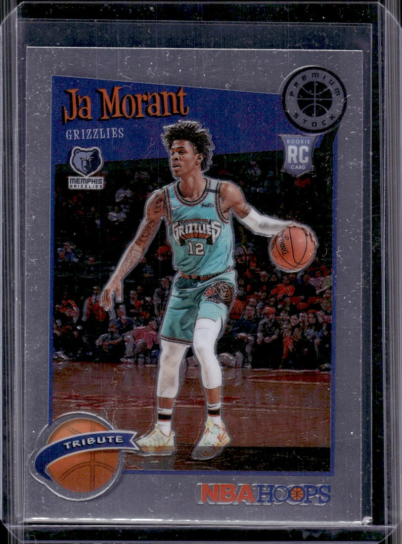 Ja Morant Rookie Card 2019-20 Panini Premium Stock #297 Memphis Grizzlies: Panini Select, Prizm, Mosaic, Contenders, Revolution, Phoenix, NBA Hoops, Rookie NFL Sports Trading Cards, Silver, SP, SSP, Wave Prizms, Numbered Cards, Basketball sports Cards for Sale Near Me, NBA C