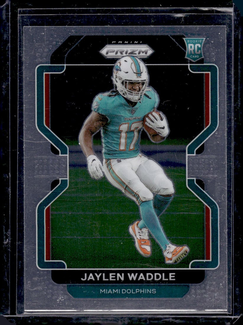 Jaylen Waddle Rookie Card 2021 Panini Prizm #338 Miami Dolphins: Panini Select, Prizm, Mosaic, Contenders, Zenith, Phoenix, Illusions, Absolute, Rookie NFL Sports Trading Cards, SP, SSP, Cards, Football Cards for Sale Near Me, Superbowl & Hall of Fame Player Cards,