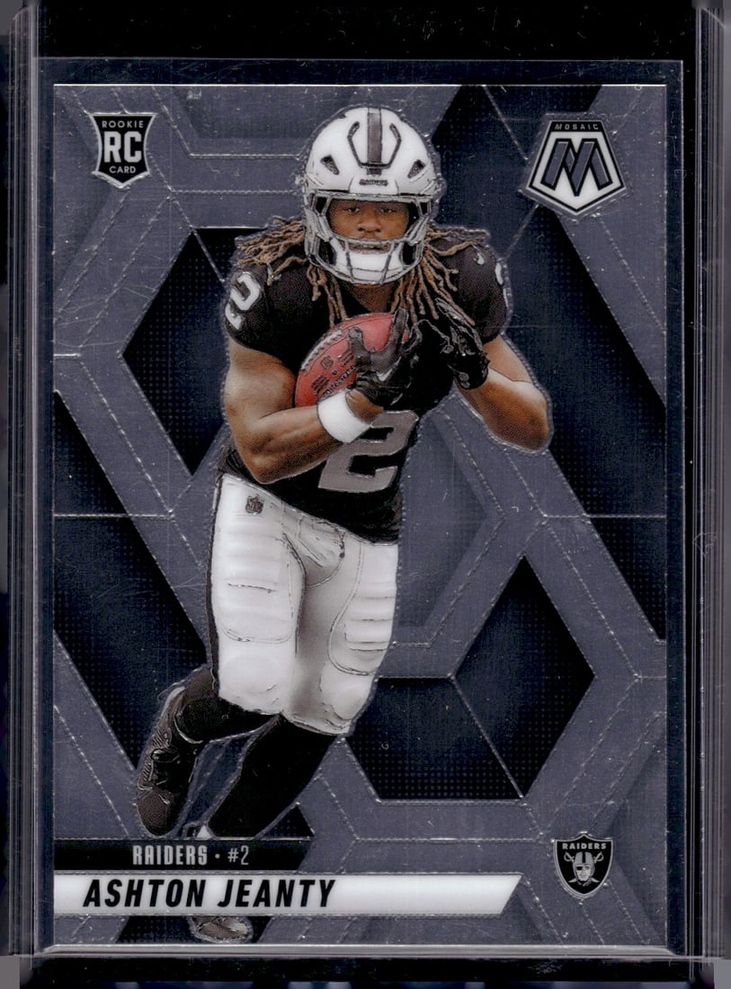 Ashton Jeanty Rookie Card 2025 Mosaic #345 Las Vegas Raiders: Panini Select, Prizm, Mosaic, Contenders, Zenith, Phoenix, Illusions, Absolute, Rookie NFL Sports Trading Cards, SP, SSP, Cards, Football Cards for Sale Near Me, Superbowl & Hall of Fame Player Cards,