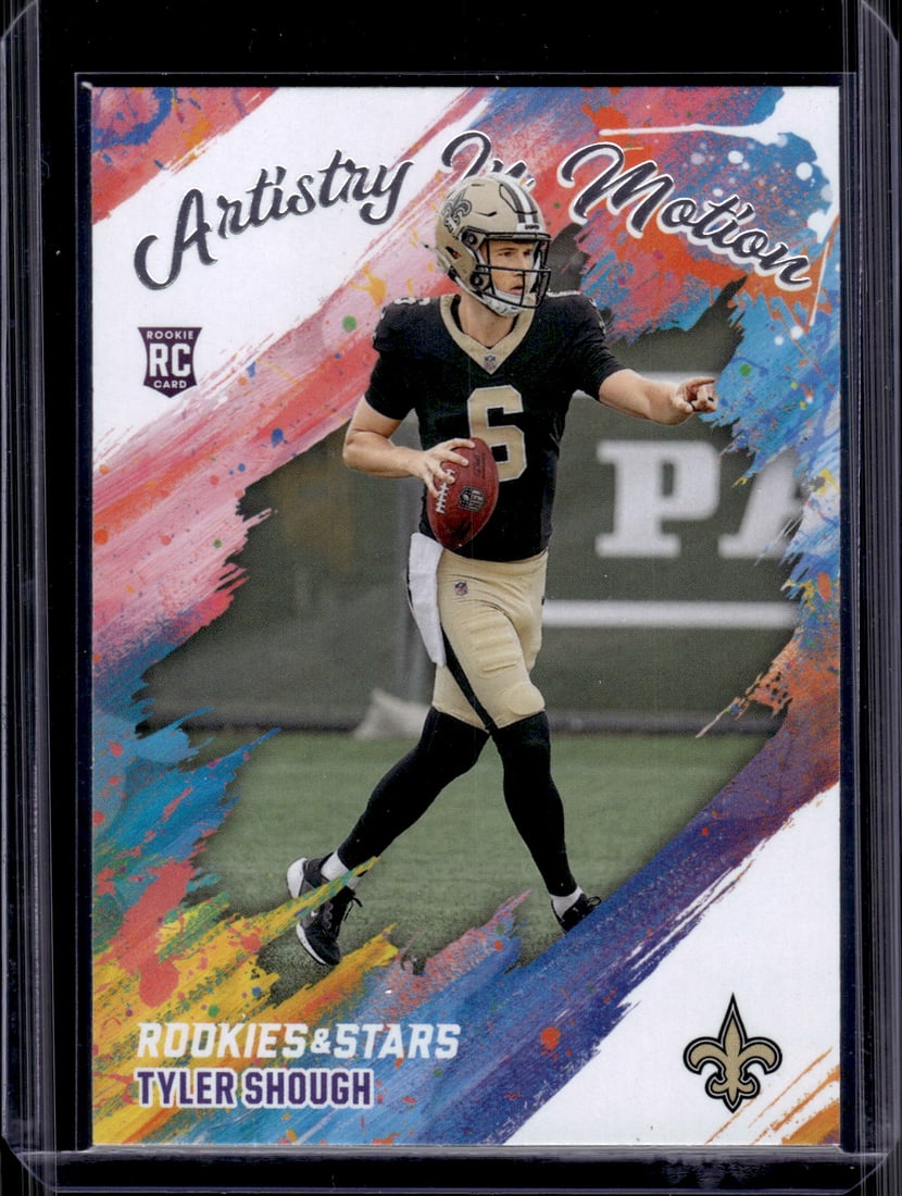 Tyler Shough Rookie Card Artistry in Motion 2025 Rookies & Stars #15 Saints: Panini Select, Prizm, Mosaic, Contenders, Zenith, Phoenix, Illusions, Absolute, Rookie NFL Sports Trading Cards, SP, SSP, Cards, Football Cards for Sale Near Me, Superbowl & Hall of Fame Player Cards,