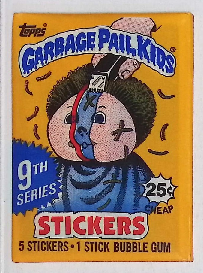 1987 Topps Vintage Garbage Pail Kids Retail Box Wax Pack - 9th Series: Sealed Packs this old have no card quality guarantees - Topps Trading Cards Sold on Line, Auction Lots for sale on line, Trading Card Stickers