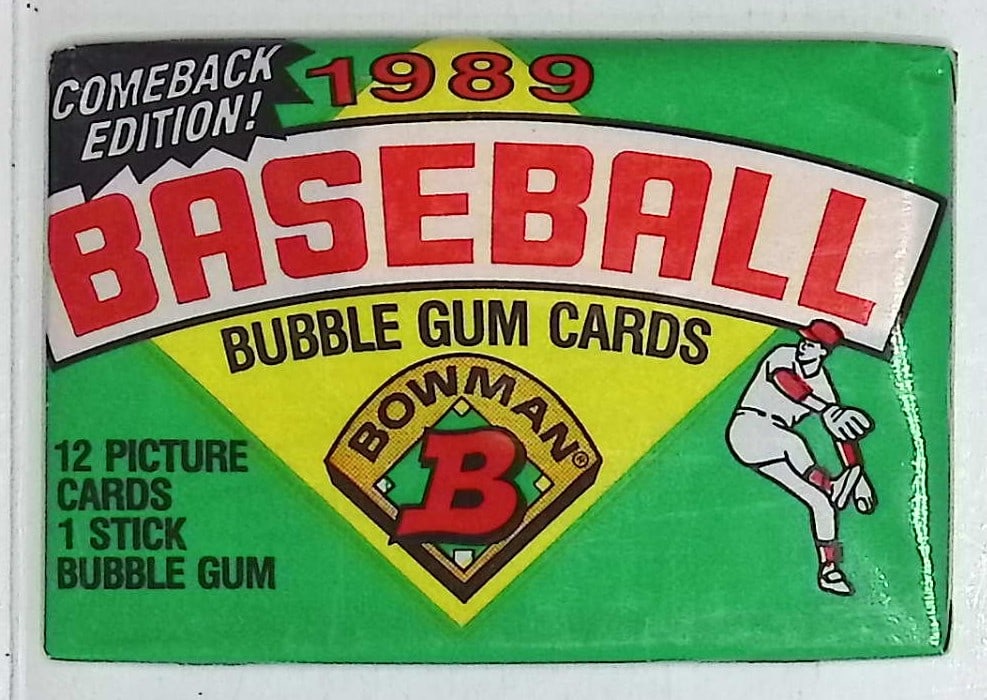 1989 Bowman Vintage Baseball Cards Retail Box Wax Pack Sports Cards MLB Trading Cards: Bowman Vintage Valuable Rookie Baseball MLB Trading & Sports Cards, Rookie Cards in this set are Ken Griffey, Jr, Gary Sheffield, John Smoltz, Old Sports Cards for Sale Near Me, Auction Memorabilia Lo