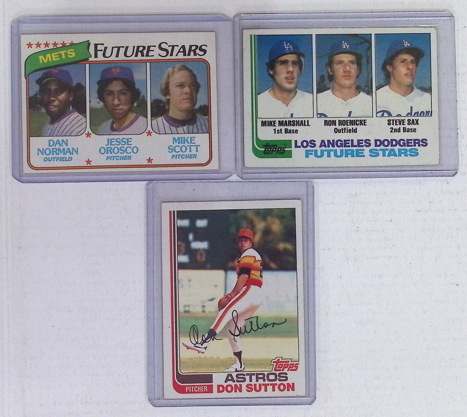 3 Vintage Topps Baseball Cards (1980 & 1982) 2 - Future Stars Steve Sax & Don Sutton: Topps Baseball MLB Trading & Sports Cards, Sports Cards for Sale Near Me, World Series & Hall of Fame Players Memorabilia, Refractors, X-Fractors, Numbered, SP, SSP, Valuable Auction Memorabilia Lots 