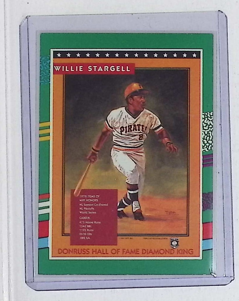 Willie Stargell Donruss Hall of Fame Diamond King Series Vintage 1990 Donruss Leaf #702: Donruss Baseball MLB Trading & Sports Cards, Sports Cards for Sale Near Me, Prizm, Mosaic, Select, SP, SSP, Auction Memorabilia Lots for Sale On Line, World Series & Hall of Fame Players, Diamond King