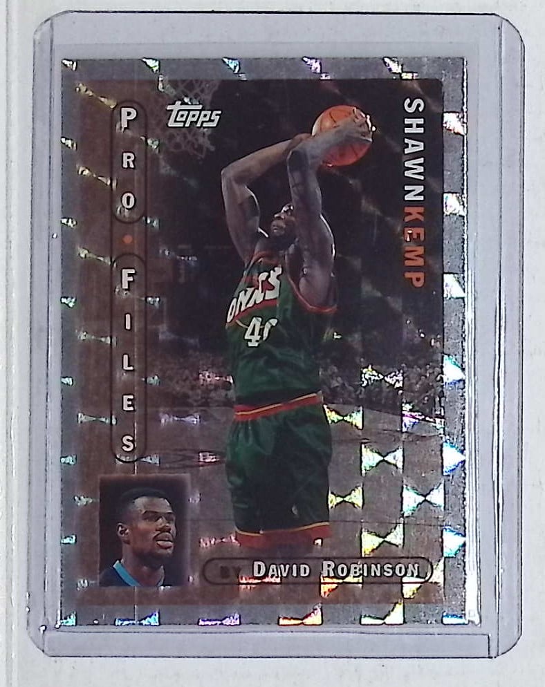 Shawn Kemp Pro-Files by David Robinson 1996 Topps #PF-2 Vintage NBA Card: Topps Basketball NBA Trading & Sports Cards, Sports Cards for Sale Near Me, Chrome, Refractor, SP, SSP, Valuable Auction Memorabilia Lots Sold On Line, NBA Championship & Hall of Fame Player Cards